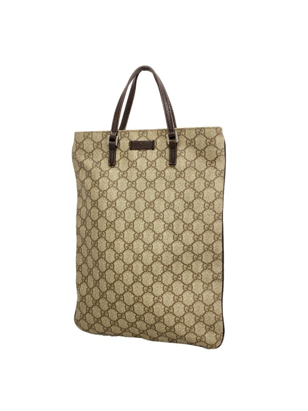 Gucci Handbag GG Supreme Brown Beige Silver
